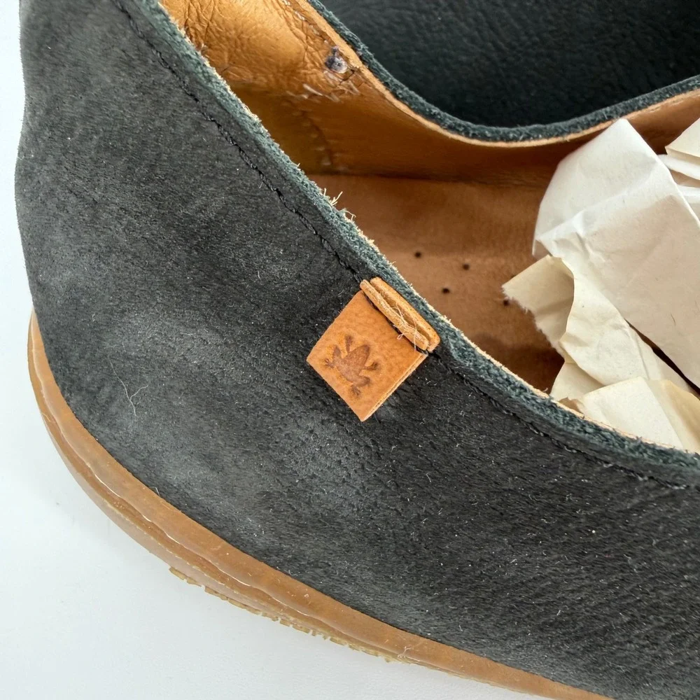 El Naturalista 5768 Black Nubuck Leather Mary Jane Flats Women Size 40